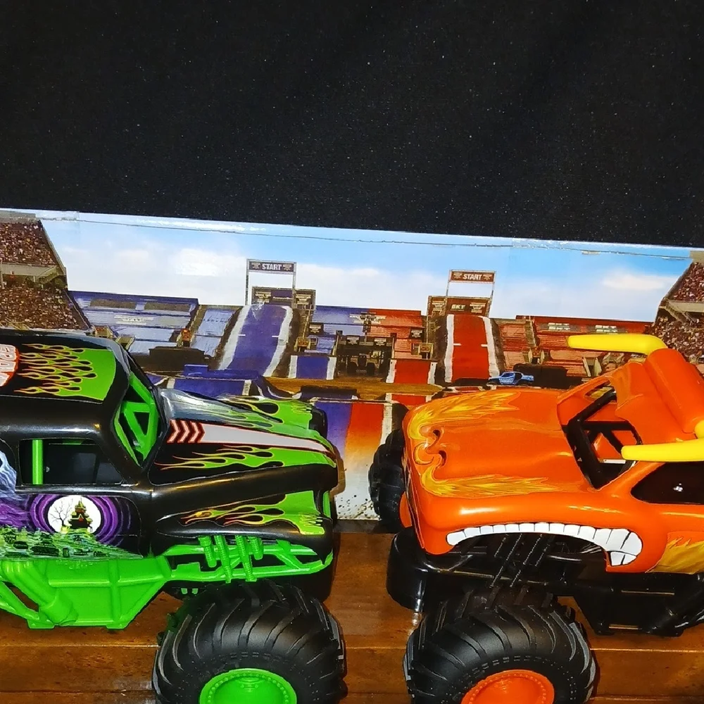 Monster Truck Showdown: Green & Orange Remote Control Set